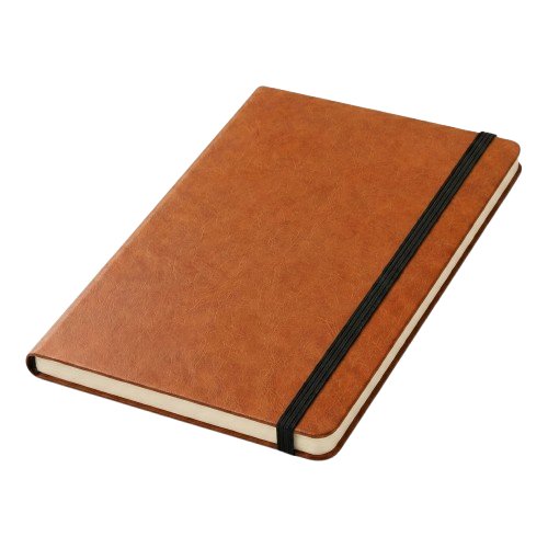 Sillistrations A5 Lined Hardcover Notebook – Brown PU Leather – 192 Pages